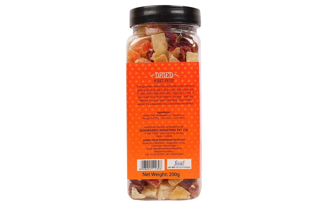 Wonderland Dried Mixed Fruit    Plastic Jar  200 grams